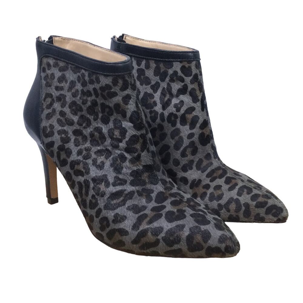 Adrienne Vittadini Av-Nyla Calf Hair Leather Pointed Toe Zip Ankle Bootie 7.5M